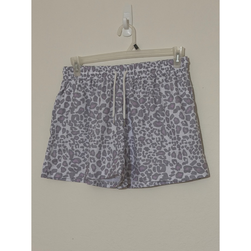 Club Moda Cheetah Print Shorts XL Grey Purple Animal Lounge 20LAJ-106-SHORTS NWT